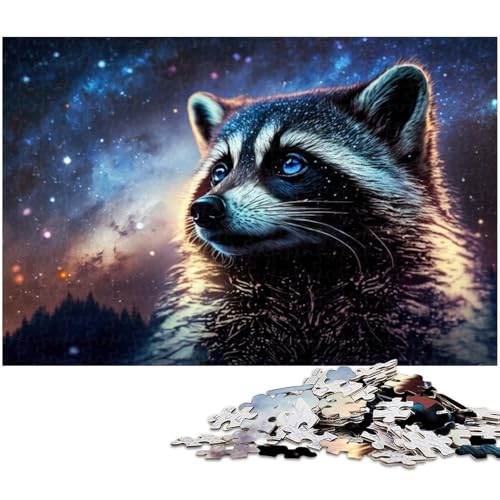 Puzzle „Cosmic Galaxy Raccoon“ für Erwachsene, 1000 Teile, Karton, Puzzle für Erwachsene, Größe 38 x 26 cm von LLONGKT