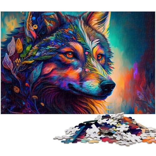 Puzzle „Magisches Tier Wolf“ für Erwachsene, 1000 Teile, Papppuzzle für Erwachsene, Größe 38 x 26 cm von LLONGKT