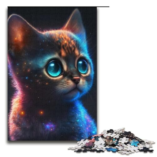 Puzzle „Schwarze Katze“ 1000 Teile für Erwachsene, Analyse und Logik, für Teenager ab 14 Jahren, Größe 38 x 26 cm von LLONGKT