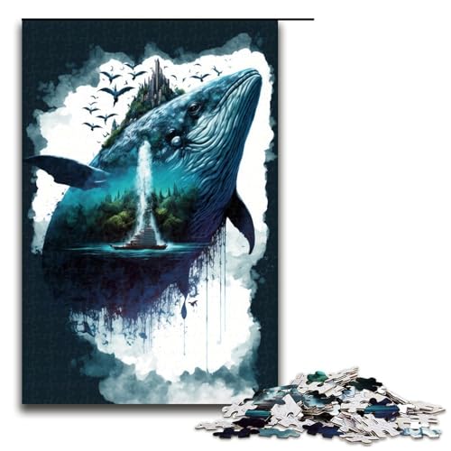 Puzzle „Wal in den Bäumen“, 1000 Teile, für Erwachsene, Holzpuzzle, Lernspiel für Erwachsene (Größe 50 x 75 cm) von LLONGKT
