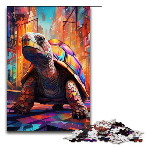 Puzzle 1000 Teile, Bunte Schildkröte, Holzpuzzle, Lernspiele, Heimdekoration (Größe 50 x 75 cm) von LLONGKT