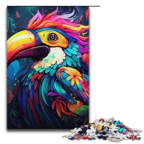Puzzle 1000 Teile, Kunst-Tukane, Puzzle für Erwachsene, Papppuzzle, tolles Geschenk für Erwachsene, Größe 38 x 26 cm von LLONGKT