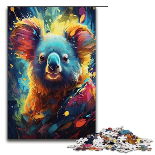Puzzle 1000 Teile, Malen, Farbe, Koala-Puzzle für Erwachsene, Kartonpuzzle, pädagogisches Familienspiel (Größe 38 x 26 cm) von LLONGKT