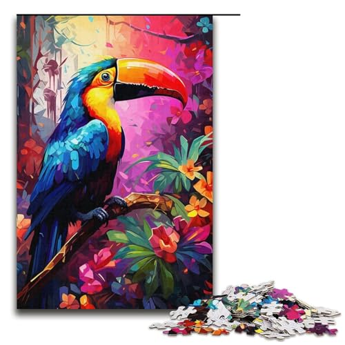 Puzzle 1000 Teile, Malen, bunter Tukan, Papppuzzle, Lernspiele, Heimdekoration (Größe 38 x 26 cm) von LLONGKT