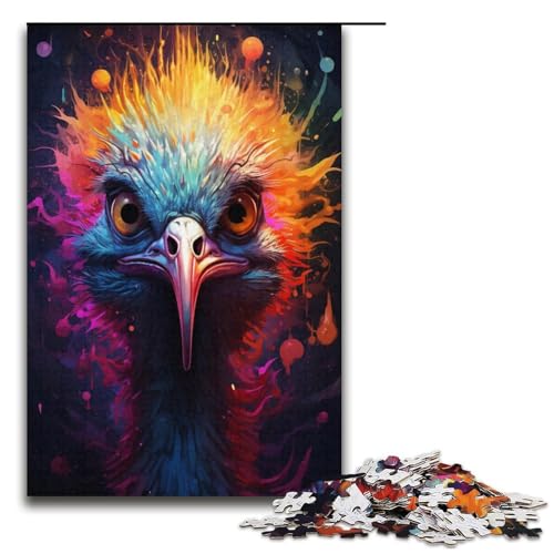 Puzzle 1000 Teile, Malen, buntes Straußenpuzzle für Erwachsene, Kartonpuzzle, pädagogisches Familienspiel (Größe 38 x 26 cm) von LLONGKT