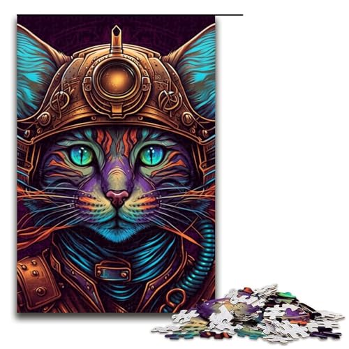 Puzzle 1000 Teile, Steampunk-Katzen-Puzzle für Erwachsene, Holzpuzzle, tolles Geschenk für Erwachsene, Größe 50 x 75 cm Puzzle 1000 Teile, Steampunk-Katzen-Puzzle für Erwachsene, Holzpuzzle, tolles Geschenk für Erwachsene, Größe 50 x 75 cm von LLONGKT