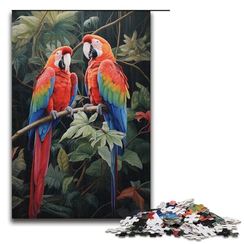 Puzzle 1000 Teile „Papagei im Dschungel“, Puzzle für Erwachsene, Papppuzzle, pädagogisches Familienspiel (Größe 38 x 26 cm) von LLONGKT