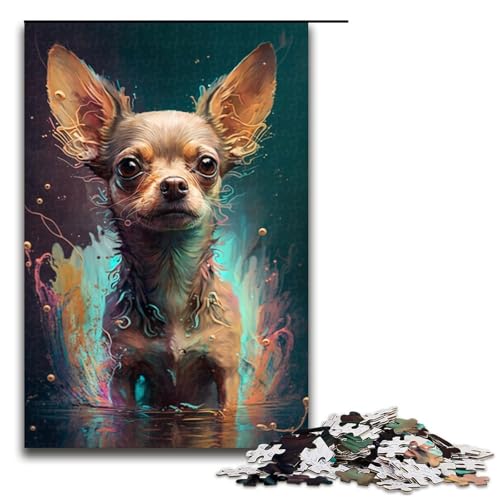 Puzzle 1000 Teile Chihuahua-Puzzle für Erwachsene, Holzpuzzle, pädagogisches Familienspiel (Größe 50 x 75 cm) von LLONGKT