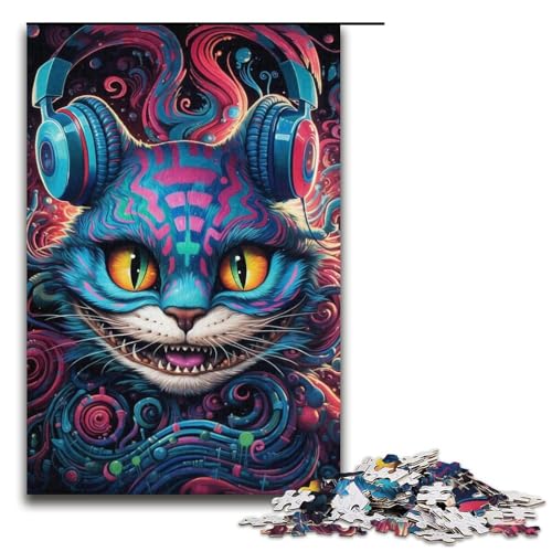 Puzzle 1000 Teile Kopfhörer Katze Erwachsene Puzzle Geschenke Ganze Familie Geeignet Für Und Jugendliche Ab 14 Jahren Größe 38x26cm von LLONGKT