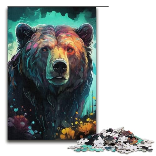 Puzzle 1000 Teile Kunst Tier Bär Puzzle für Erwachsene Papppuzzle Lernspiel Herausforderung Spielzeug Größe 38x26cm von LLONGKT
