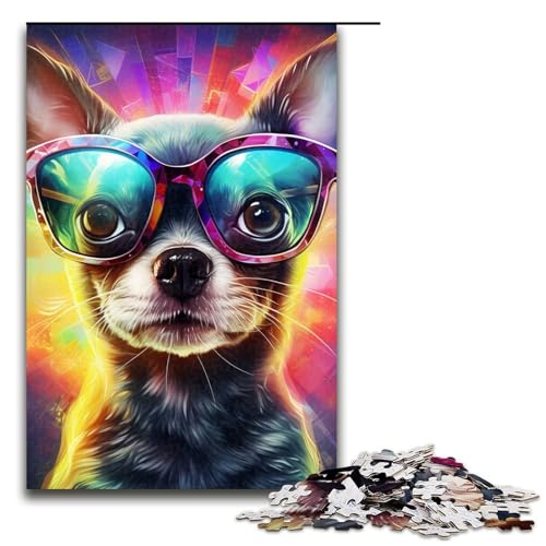 Puzzle 1000 Teile Neonbrille Chihuahua Puzzle für Erwachsene Holzpuzzle Lernspiel Herausforderungsspielzeug Größe 50x75cm Puzzle 1000 Teile Neonbrille Chihuahua Puzzle für Erwachsene Holzpuzzle Lernspiel Herausforderungsspielzeug Größe 50x75cm von LLONGKT