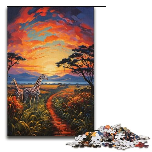 Puzzle 1000 Teile für Erwachsene, Afrika-Savanne, Lernspiele, Geschenkideen für Teenager ab 14 Jahren (Größe 38 x 26 cm) von LLONGKT