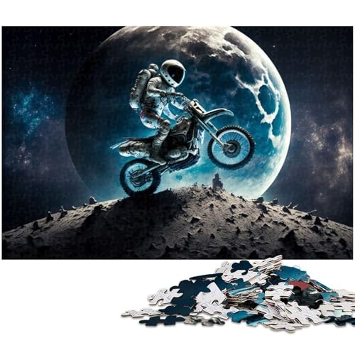 Puzzle 1000 Teile für Erwachsene, Astronaut auf Motorrad, Lernspiele, Größe 50 x 75 cm von LLONGKT