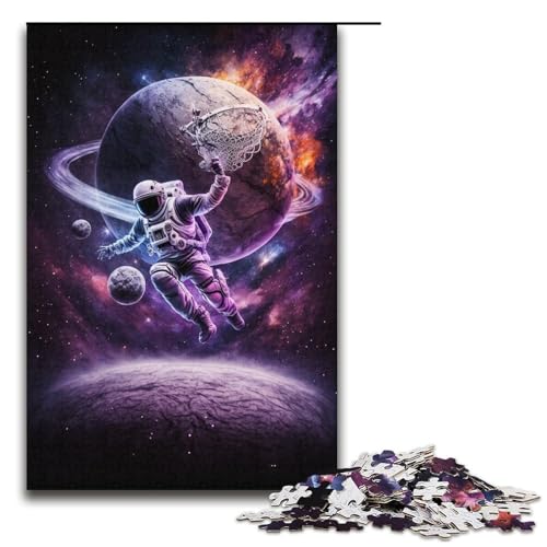 Puzzle 1000 Teile für Erwachsene, Astronauten Spielen Basketball, Puzzle für Erwachsene, Papppuzzle, Lernspiel, Herausforderungsspielzeug, Größe 38 x 26 cm von LLONGKT