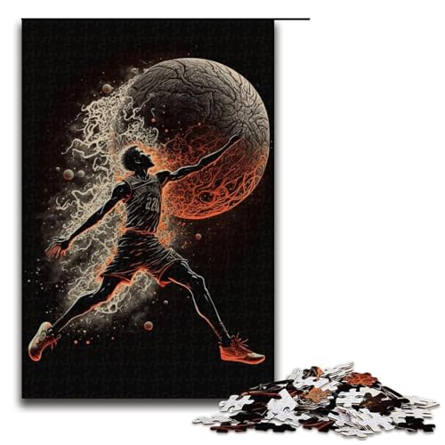 Puzzle 1000 Teile für Erwachsene, Basketball-Sportpuzzle, Lernspiele, Geschenkideen für Teenager ab 14 Jahren (Größe 50 x 75 cm) von LLONGKT