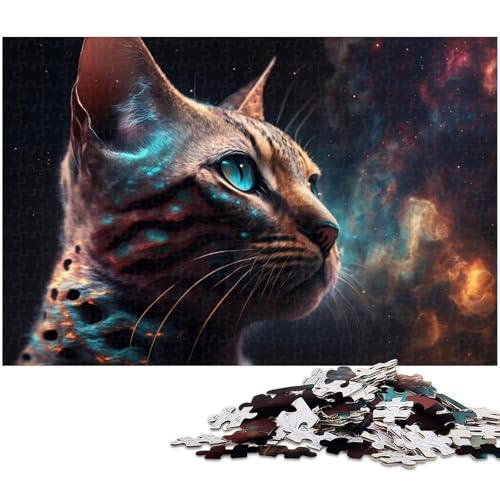 Puzzle 1000 Teile für Erwachsene, Bengalkatze, Nebel, Lernspiele, Größe 50 x 75 cm von LLONGKT