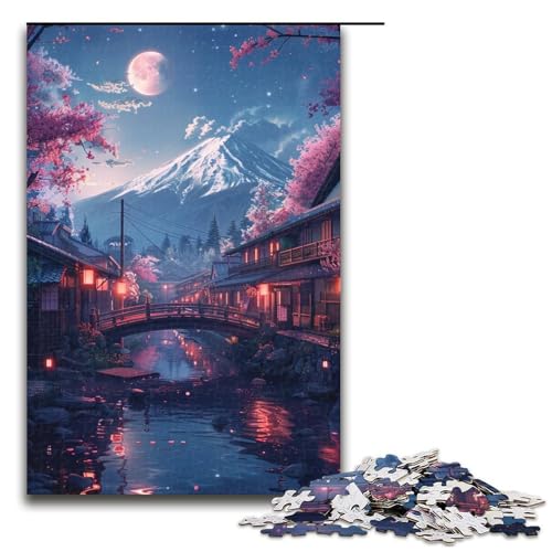 Puzzle 1000 Teile für Erwachsene, Berg Fuji und Kirschblüten-Puzzle, Lernspiele für die Heimdekoration (Größe 50 x 75 cm) von LLONGKT