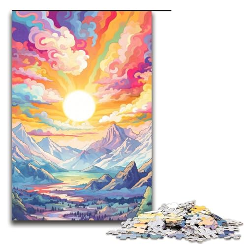 Puzzle 1000 Teile für Erwachsene, Berg mit bunten Sternen, Puzzle als Geschenkidee, geeignet für Teenager ab 14 Jahren, Größe 50 x 75 cm von LLONGKT