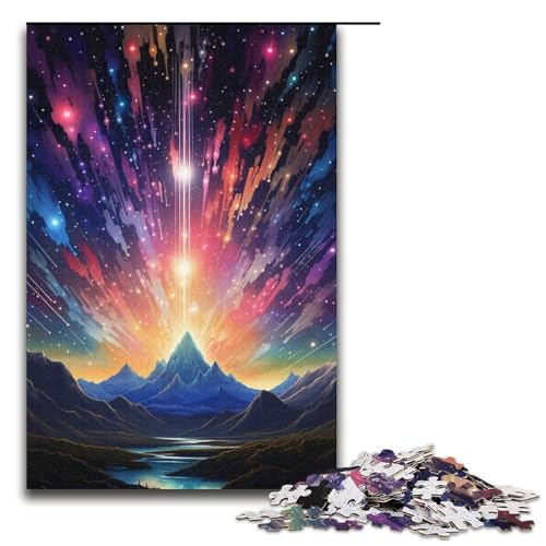 Puzzle 1000 Teile für Erwachsene, Berg mit bunten Sternen, Spielspielzeug, ganze Familie, Größe 38 x 26 cm von LLONGKT