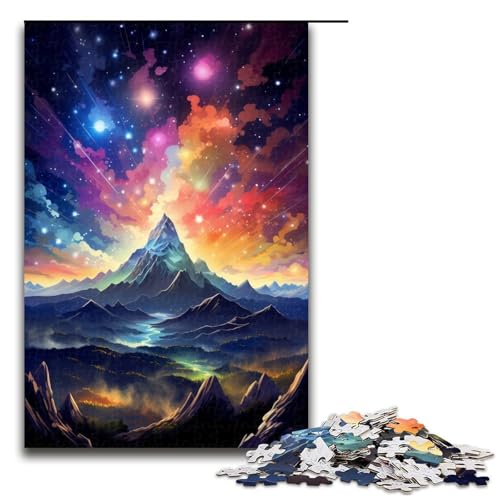 Puzzle 1000 Teile für Erwachsene, Berg mit bunten Sternen, Spielspielzeug, ganze Familie, Größe 50 x 75 cm von LLONGKT