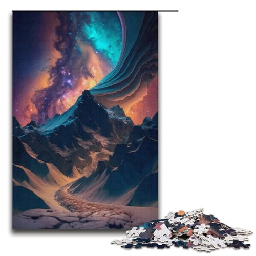 Puzzle 1000 Teile für Erwachsene, Berge und Milchstraße, Lernpuzzle, Weihnachtswunschliste mit Weihnachtsmann, Größe 38 x 26 cm von LLONGKT