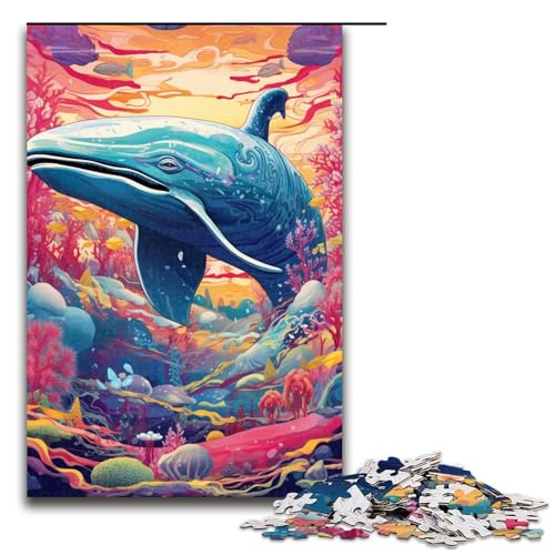 Puzzle 1000 Teile für Erwachsene, Blauwal-Puzzle, anspruchsvolles Puzzlespiel und Familienspiel, Größe 50 x 75 cm von LLONGKT