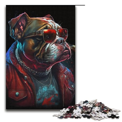 Puzzle 1000 Teile für Erwachsene, Bulldoggen-Boxer-Puzzle für Erwachsene, Papppuzzle als Geschenk, Größe 38 x 26 cm von LLONGKT
