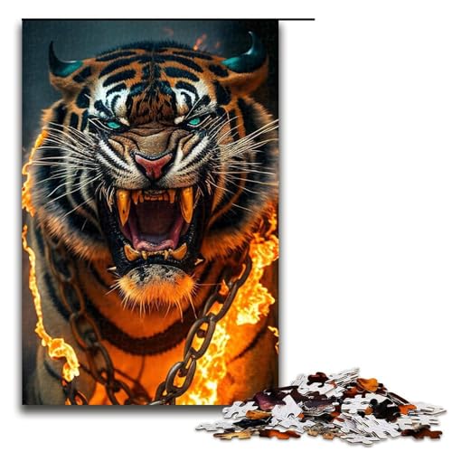 Puzzle 1000 Teile für Erwachsene, Bunte Feuertiger, Puzzle für Erwachsene, Holzpuzzle, Familiendekoration, Größe 50 x 75 cm Puzzle 1000 Teile für Erwachsene, Bunte Feuertiger, Puzzle für Erwachsene, Holzpuzzle, Familiendekoration, Größe 50 x 75 cm von LLONGKT