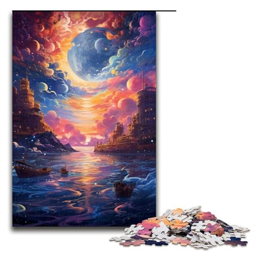 Puzzle 1000 Teile für Erwachsene, Bunte Herbstlandschaft, Spielzeug zur Stressreduzierung, Weihnachtswunschliste mit Weihnachtsmann, Größe 50 x 75 cm von LLONGKT