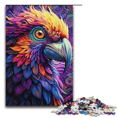 Puzzle 1000 Teile für Erwachsene, Bunter Papagei, anspruchsvolles, schwieriges Puzzle, perfekte Dekoration für Teenager ab 14 Jahren, Größe 38 x 26 cm von LLONGKT