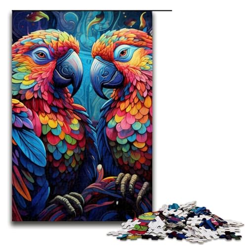 Puzzle 1000 Teile für Erwachsene, Bunter Papagei, anspruchsvolles, schwieriges Puzzle, perfekte Dekoration für Teenager ab 14 Jahren, Größe 50 x 75 cm von LLONGKT