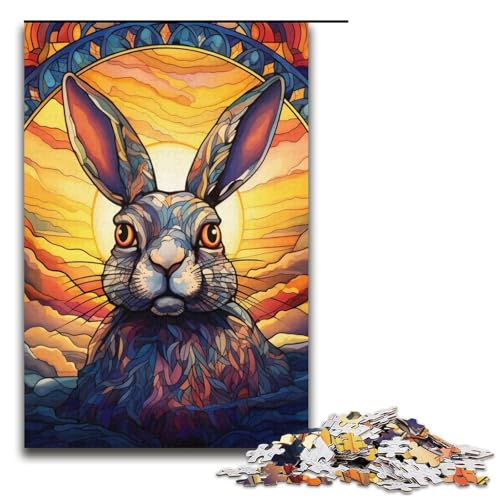 Puzzle 1000 Teile für Erwachsene, Buntglas-Kaninchen-Puzzles für Papppuzzles, pädagogisches Spielzeug zum Stressabbau, Größe 38 x 26 cm von LLONGKT