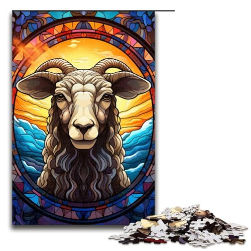 Puzzle 1000 Teile für Erwachsene, Buntglas-Schaf-Puzzles für Holzpuzzles, pädagogisches Spielzeug zum Stressabbau, Größe 50 x 75 cm Puzzle 1000 Teile für Erwachsene, Buntglas-Schaf-Puzzles für Holzpuzzles, pädagogisches Spielzeug zum Stressabbau, Größe 50 x 75 cm von LLONGKT