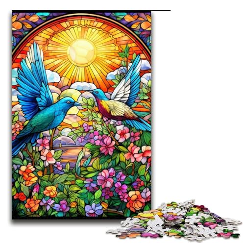 Puzzle 1000 Teile für Erwachsene, Buntglas-Vogel-Puzzle für Erwachsene, Holzpuzzle, Familiendekoration, Größe 50 x 75 cm Puzzle 1000 Teile für Erwachsene, Buntglas-Vogel-Puzzle für Erwachsene, Holzpuzzle, Familiendekoration, Größe 50 x 75 cm von LLONGKT