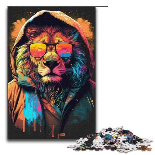 Puzzle 1000 Teile für Erwachsene, Der Löwe mit der Krone, Lernspiele, Geschenkideen für Teenager ab 14 Jahren (Größe 38 x 26 cm) von LLONGKT