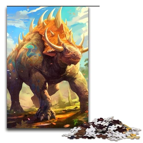 Puzzle 1000 Teile für Erwachsene, Dinosaurier-Triceratops-Puzzle für Jugendliche ab 14 Jahren, Größe 50 x 75 cm von LLONGKT
