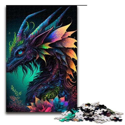 Puzzle 1000 Teile für Erwachsene, Drachen-Puzzle, Stressabbau-Spielzeug, Weihnachtswunschliste mit Weihnachtsmann, Größe 50 x 75 cm von LLONGKT