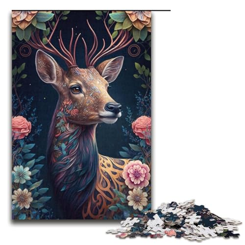 Puzzle 1000 Teile für Erwachsene, Dschungelhirsch-Puzzle, Stressabbau-Spielzeug, Weihnachtswunschliste mit Weihnachtsmann, Größe 38 x 26 cm von LLONGKT