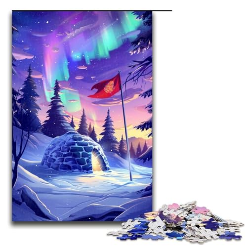 Puzzle 1000 Teile für Erwachsene, Eisschlösser unter der Aurora Borealis, Puzzle als Geschenkidee, geeignet für Jugendliche ab 14 Jahren, Größe 50 x 75 cm von LLONGKT