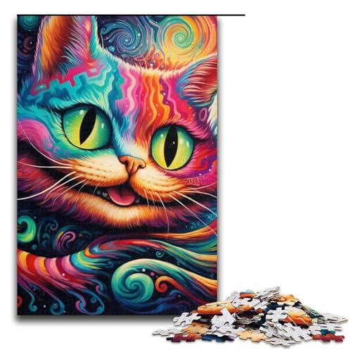 Puzzle 1000 Teile für Erwachsene, Farbkatzen-Puzzle, Lernspiele, Lernspiel für Geburtstag, Weihnachten, Größe 50 x 75 cm von LLONGKT