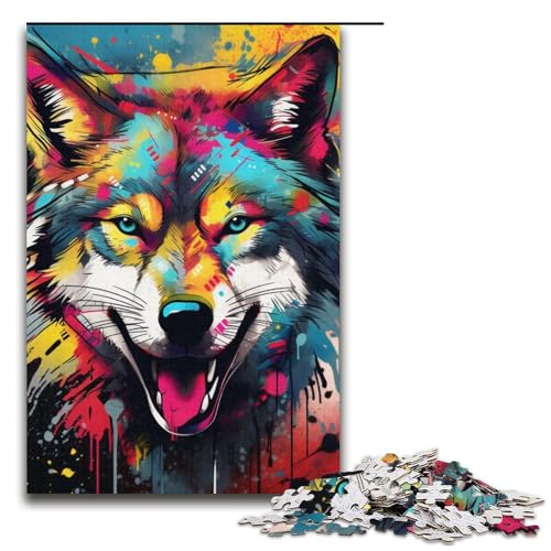 Puzzle 1000 Teile für Erwachsene, Farbwolf-Puzzle, Stressabbau-Spielzeug, Weihnachtswunschliste mit Weihnachtsmann, Größe 38 x 26 cm von LLONGKT