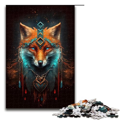 Puzzle 1000 Teile für Erwachsene, Fuchs-Puzzle für Erwachsene, Holzpuzzle, Denksportaufgabe (Größe 50 x 75 cm) von LLONGKT