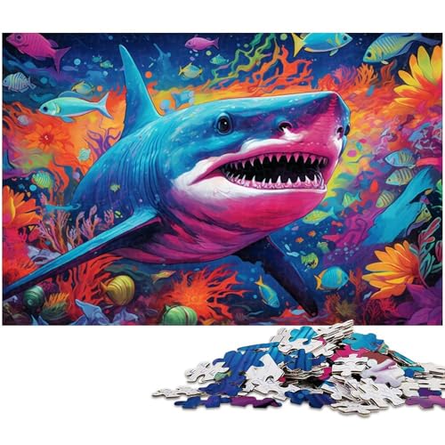 Puzzle 1000 Teile für Erwachsene, Hai, Lernspiel, Herausforderung, Spielzeug, Geschenk für Geburtstage, Größe 38 x 26 cm Puzzle 1000 Teile für Erwachsene, Hai, Lernspiel, Herausforderung, Spielzeug, Geschenk für Geburtstage, Größe 38 x 26 cm von LLONGKT