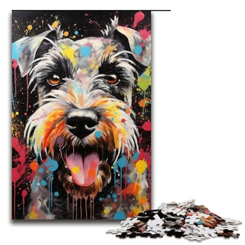 Puzzle 1000 Teile für Erwachsene, Hunde-Graffiti-Malpuzzle, Lernspiele, Lernspiel für Geburtstag, Weihnachten, Größe 50 x 75 cm von LLONGKT