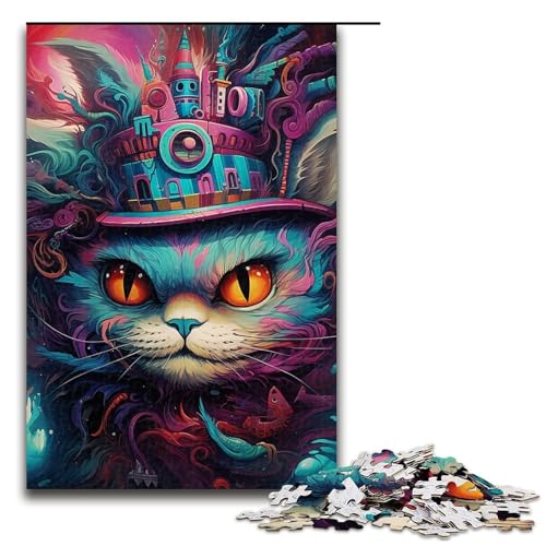 Puzzle 1000 Teile für Erwachsene, Katze mit Hut und Bär, lustige Spiele, Herausforderung für die Gehirnintelligenz, süchtig machendes Spielzeug, Größe 50 x 75 cm Puzzle 1000 Teile für Erwachsene, Katze mit Hut und Bär, lustige Spiele, Herausforderung für die Gehirnintelligenz, süchtig machendes Spielzeug, Größe 50 x 75 cm von LLONGKT