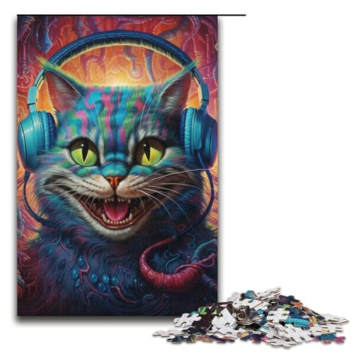 Puzzle 1000 Teile für Erwachsene, Katzen-Puzzle, Stressabbau-Spielzeug, Weihnachtswunschliste mit Weihnachtsmann, Größe 38 x 26 cm von LLONGKT