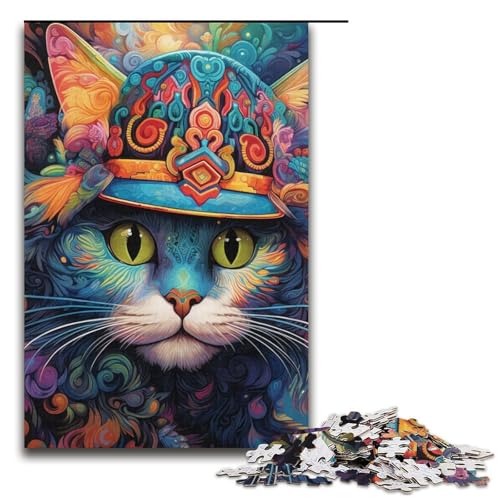 Puzzle 1000 Teile für Erwachsene, Katzen-Puzzles für Papppuzzles, pädagogisches Spielzeug zum Stressabbau, Größe 38 x 26 cm von LLONGKT