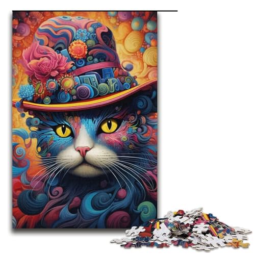 Puzzle 1000 Teile für Erwachsene, Katzen-Puzzles für Papppuzzles, pädagogisches Spielzeug zum Stressabbau, Größe 38 x 26 cm von LLONGKT