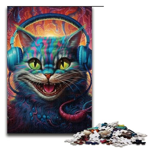 Puzzle 1000 Teile für Erwachsene, Katzenspielspielzeug, ganze Familie, Größe 50 x 75 cm von LLONGKT