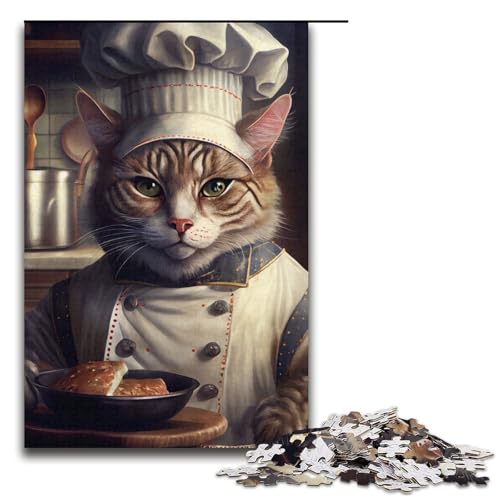Puzzle 1000 Teile für Erwachsene, Koch-Katzen-Puzzle für Erwachsene, Kartonpuzzle, Lernspiele, Größe 38 x 26 cm von LLONGKT